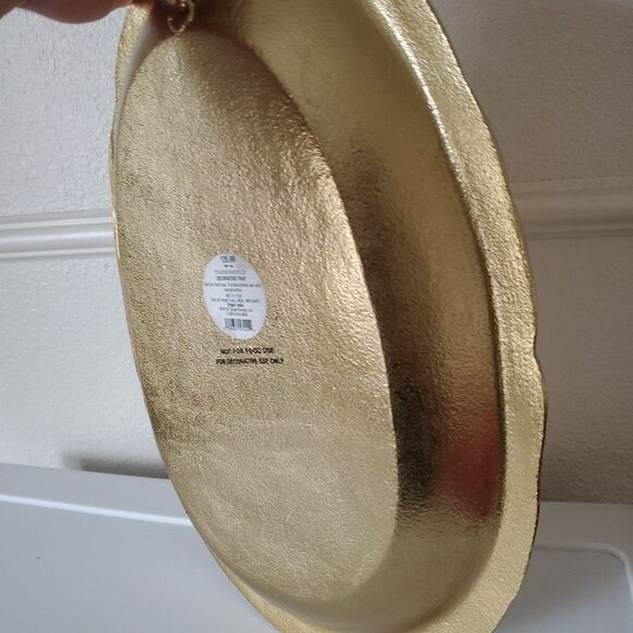 Gold Tone Metal Decorative Home Decor Wall Hanging Art Oval Platter Threshold - Picture 12 of 16
